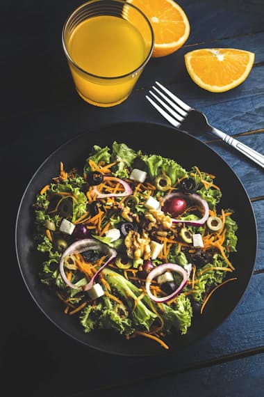 Colourful grain and vegetable bowl